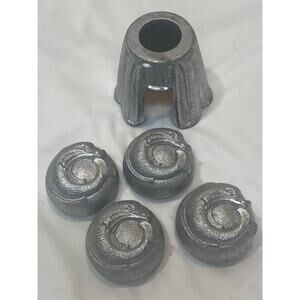 4 Vintage Cast Iron FISH DOLPHIN MOTIF Fence Post Tops